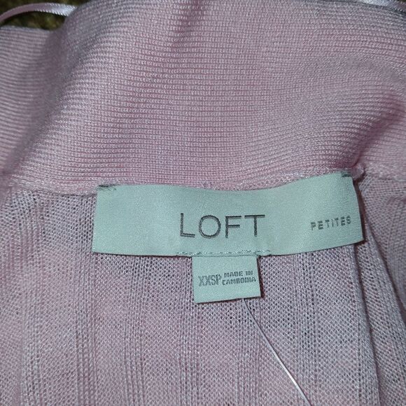 LOFT Lightweight Cardigan Women's Light Pink Open Front Long Sleeve XXSP - Picture 6 of 8
